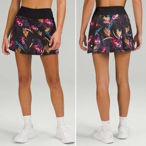LULULEMON Pace Rival Mid-Rise Skirt *Long in Veiled Floral Black Multi Size 8